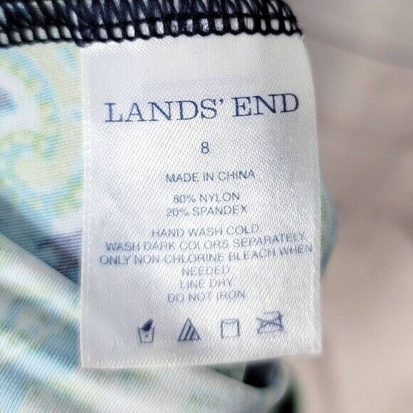 Lands' End Underwire Tankini Green Blue Size 8 Ruched Tie Adjust Padded Paisley - Picture 7 of 7